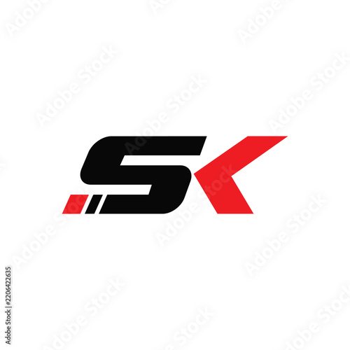 Letter S K Monogram Sport Racing Simple Logo Icon Vector