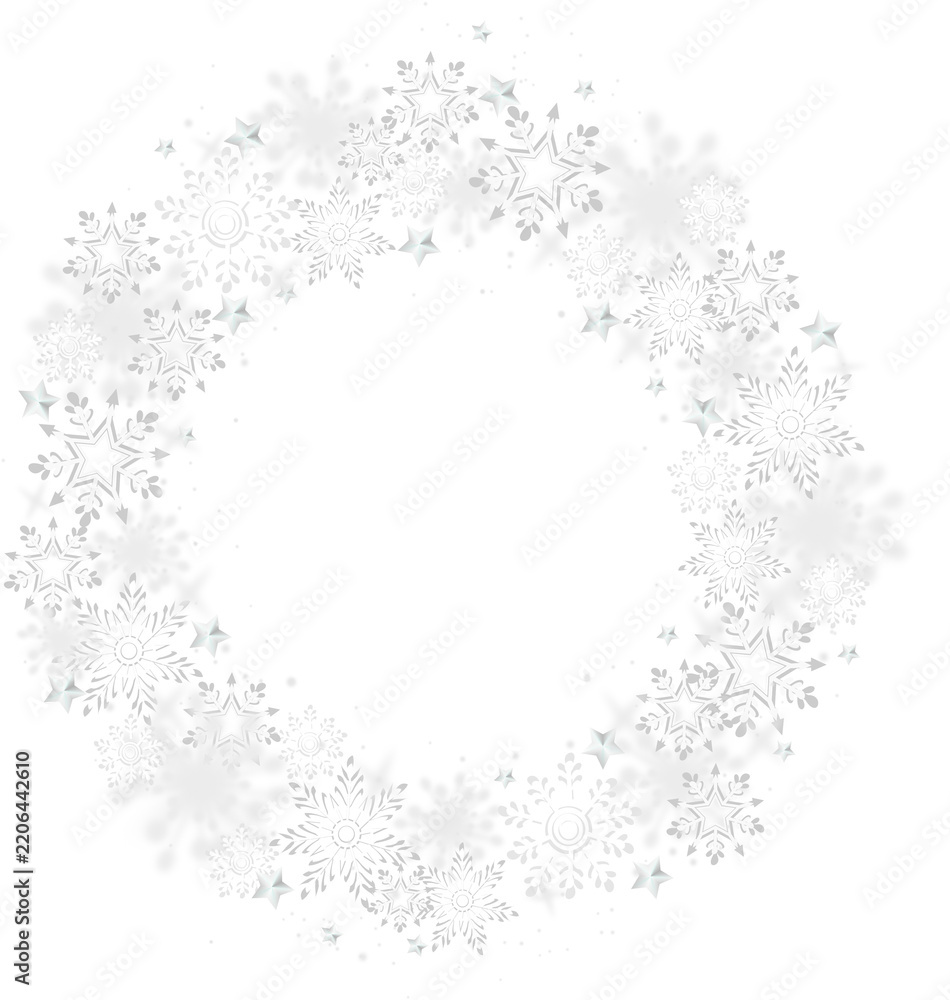 Obraz premium Christmas snowflakes wreath, winter circular frame template.