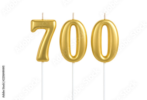 Golden number seven hundred candle display for celebration events and parties