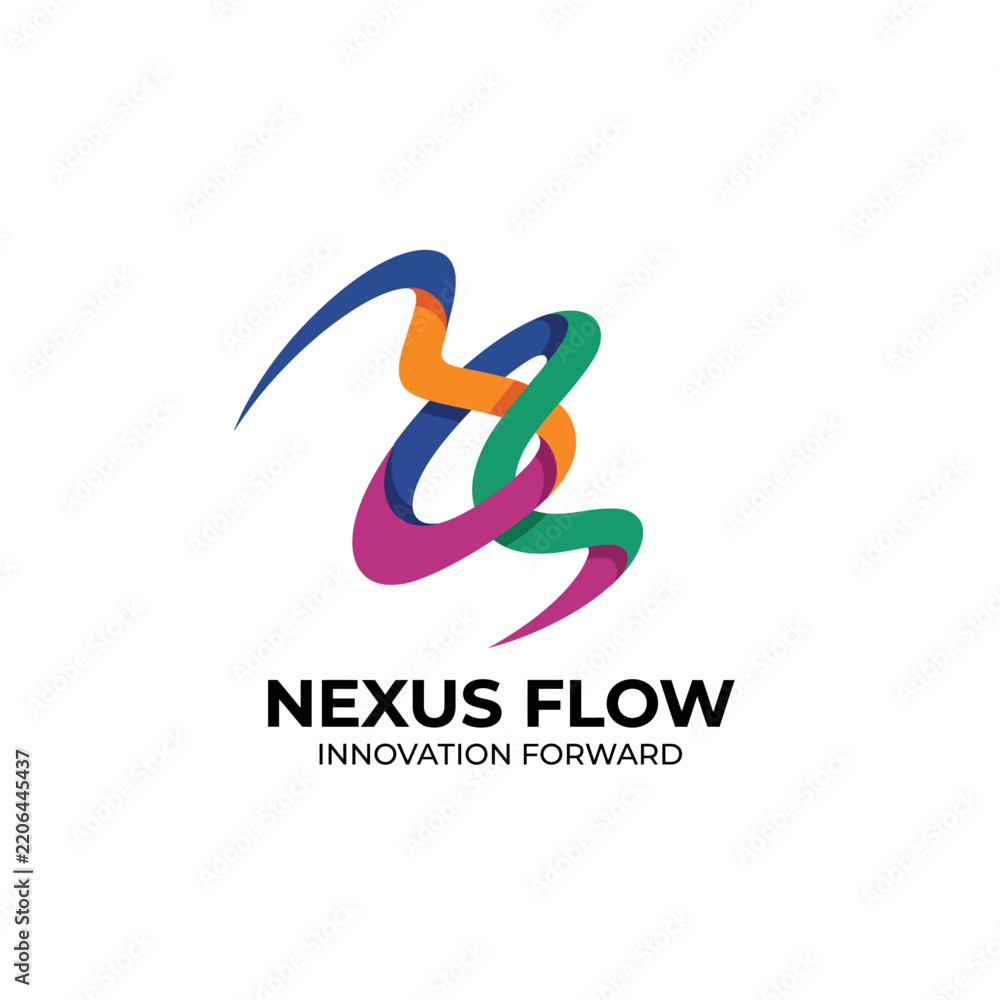 Obraz premium A colorful logo representing the concept of innovation and forward-thinking, demonstrating a flow of ideas as a key visual representation for the brand Nexus Flow.
