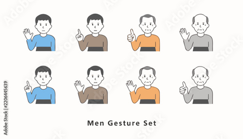 Vector illustration of men gesture set with transparent background