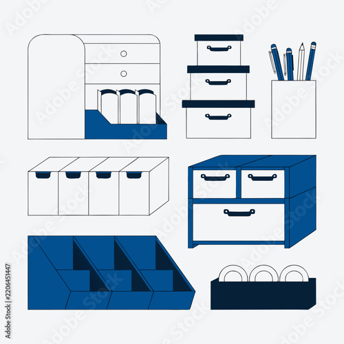 Modern Office Organization Equipment Vector Graphic
