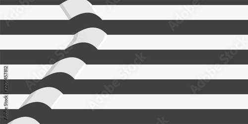 Monochrome 3D abstract background vector with optical illusion black and white curved stripes pattern