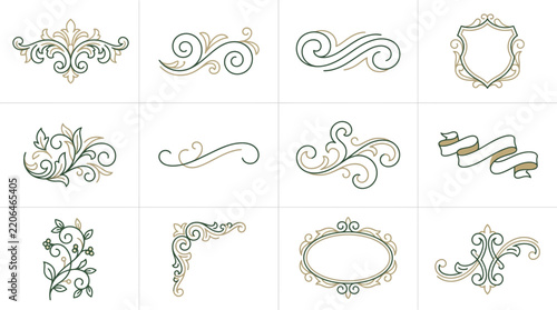 Ornate Decorative Flourish Elements - Isolated Vector Graphics