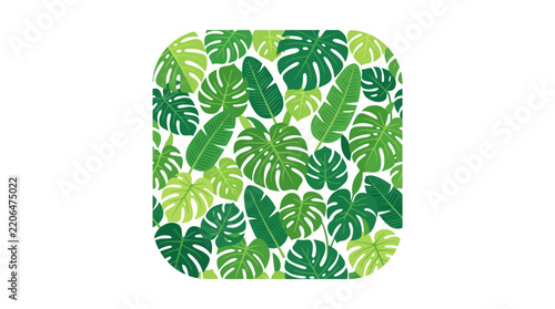 Tropical Leaf Pattern Seamless Vector - Monstera, Banana Leaves