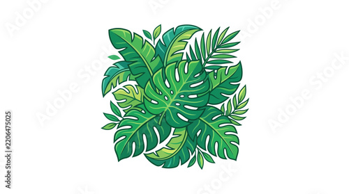 Vibrant Tropical Leaves Bundle Isolated Greenery Exotic Plants