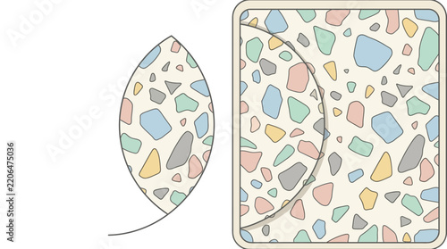 Abstract Terrazzo Pattern: Decorative Shapes on Transparent Background