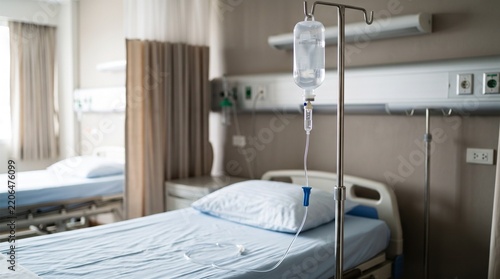 Intravenous Drip Bottle With Transparent Medical Tubing