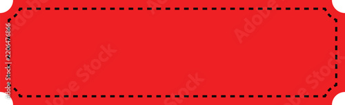 Red Rectangular Label or Ticket Shape with Dashed Border Outline
