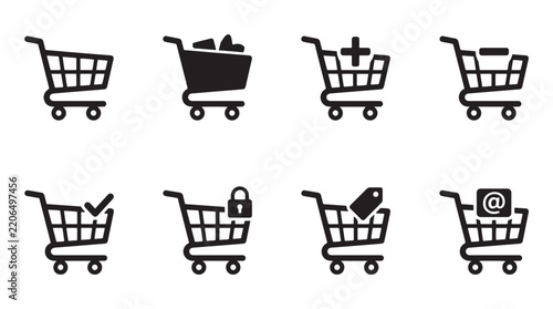 Shopping Cart Icon Set for E-commerce Web Design