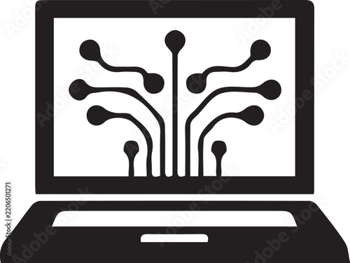 Artificial Intelligence AI Laptop with Circuit Network