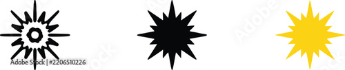 Set of three starburst icons in black and yellow colors