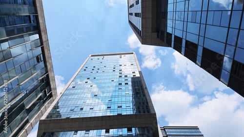 Bottom view of modern business city