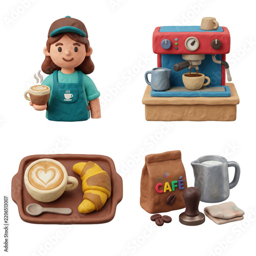 design element for barista serving playdoh render set 2k and creati...