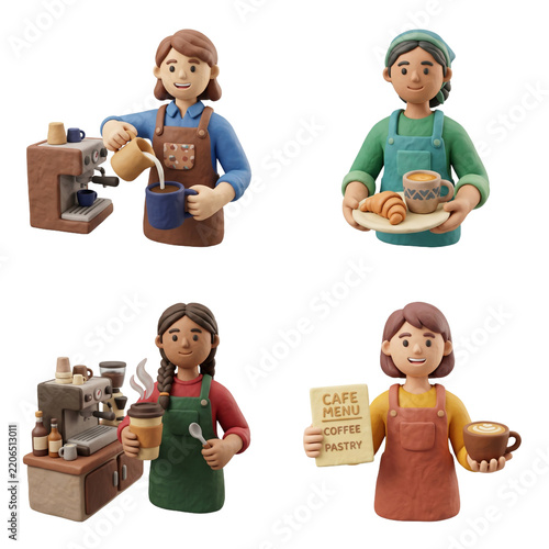 design element for barista women 3d render items 2k and creative de...