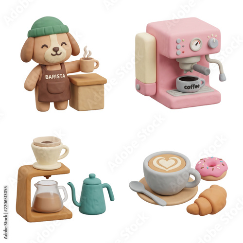 design element for cute barista brewing and serving 2k and creative...