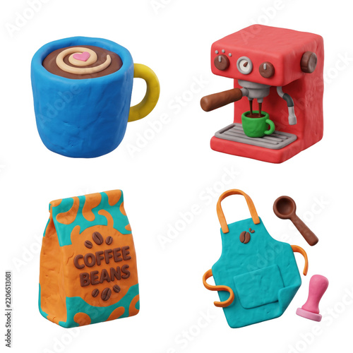 design element for barista items 3d render 2k and creative design