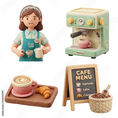 design element for cute barista brewing items 2k and creative design