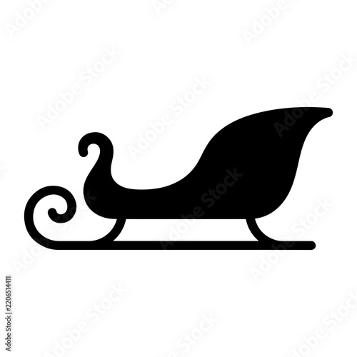 Black silhouette of a classic winter sleigh with christmas sled winter transport holiday icon santa sleigh seasonal graphic winter activity