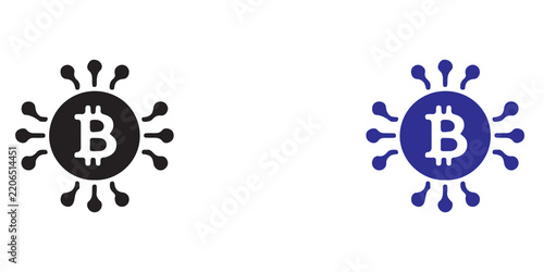 Cryptocurrency bitcoin logo icon with network connection nodes digital currency blockchain technology digital finance crypto investment decentralized