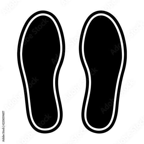 Pair of black shoe sole outlines isolated on white background with footwear silhouette footprint isolated direction movement illustration