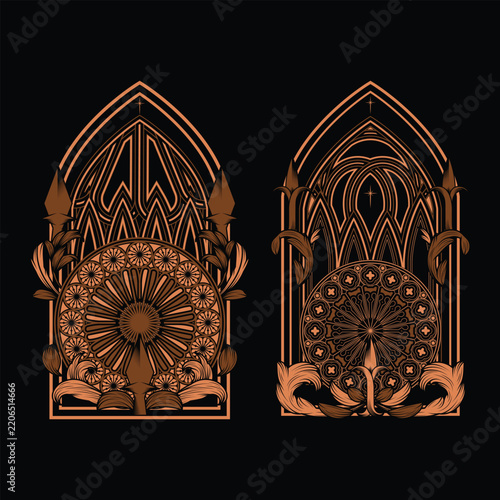 Vintage Gothic Sacred Frame Illustration