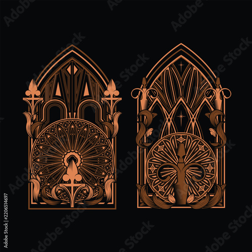 Vintage Gothic Sacred Frame Illustration