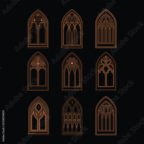 Vintage Windows Gothic Frame Illustration