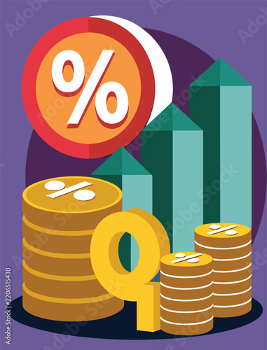 Realistic Savings Account Growth Concept with Gold Coins and Financial Growth Chart