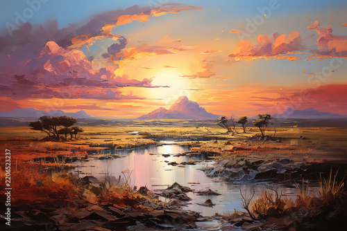 The Tranquil Beauty of Eternal Plains in Oil Painting Brush Work