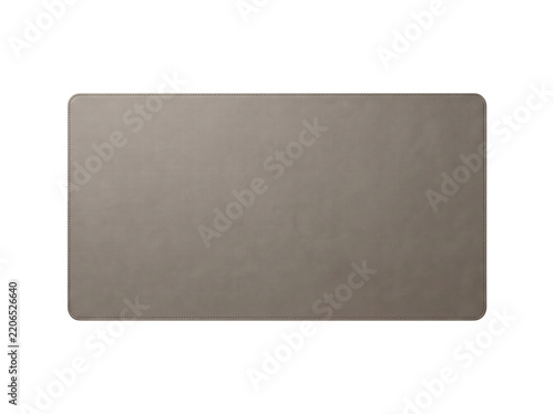 Blank Taupe Leather Placemat and Rounded Desk Mat Isolated on White Background for Product Mockup and Design Template