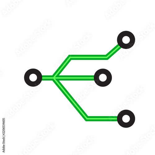 Network Node Icon Green Circuit Connection Vector Illustration Distribution Hub Technology Design