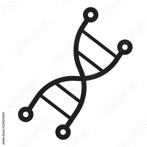 DNA Helix Icon Black Double Strand Vector Illustration Genetic Molecule Science Biology Design