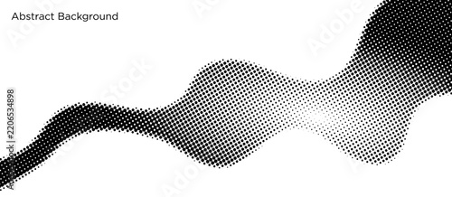 Halftone Black and White Wave Abstract Background