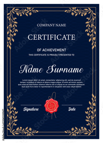 Vintage certificate of achievement template with horizontal, vertical layouts. Multipurpose retro design with ornate ornaments. Vector illustration for diploma, graduation, professional recognition