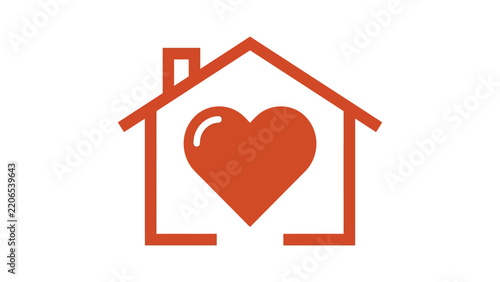 Heart Inside House Icon Illustration Symbolizing Love, Care, Family, Home and Real Estate Concept on Light Background