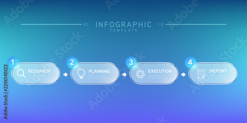 Business Infographic labels with icons and Neomorphism Liquid glass and Banner. Vector illustration.