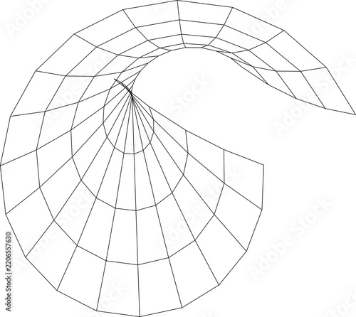 Abstract geometric 3D wireframe cone shape as PNG asset