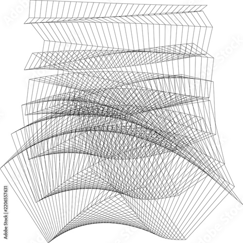 Abstract geometric composition of layered on transparent background