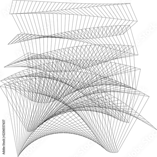 Abstract monochrome pattern of intersecting as transparent object