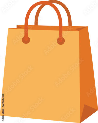 Orange Shopping Bag Illustration with Handles