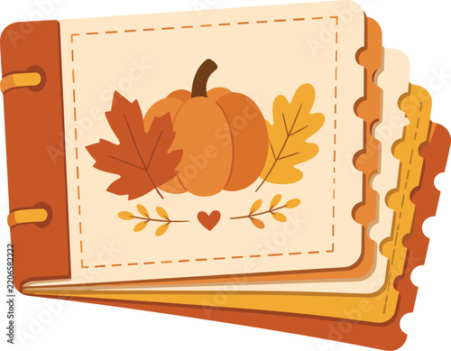 Autumn Scrapbook with Pumpkin and Leaves Festive Fall Design