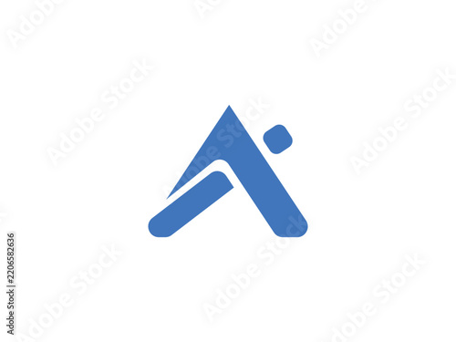 Minimalist blue abstract human modern logo with geometric triangle for premium brand identity