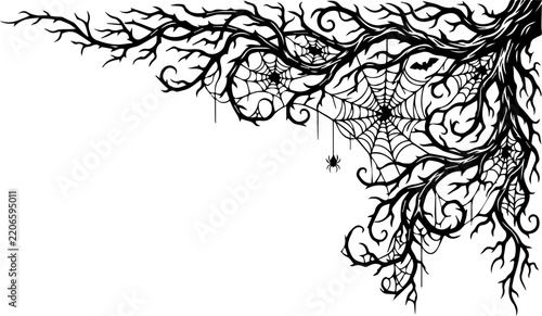 Spooky Halloween Corner Decoration with Spiderwebs and Bats