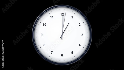 Generic analog wall clock ticking on black background