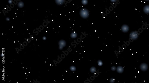 Abstract glowing particles floating in deep dark space background
