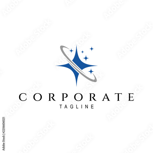 Sparkling North Star Orbit Ring Logo Template