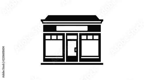 Storefront facade with windows and door black silhouette