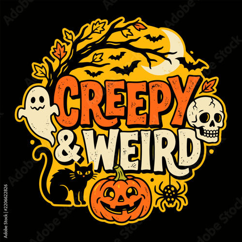 Creepy And Weird Halloween Vintage Ghost Pumpkin Spooky