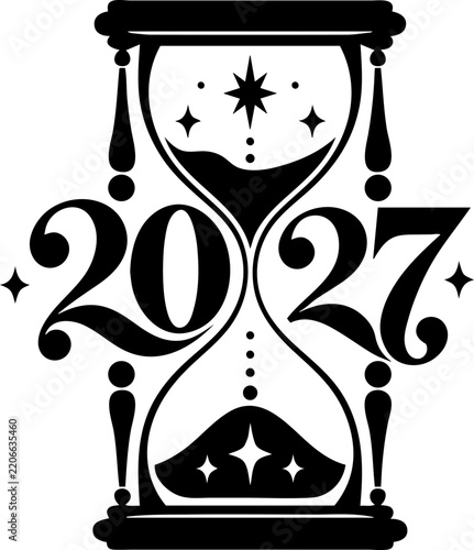 2027 New Year Hourglass Countdown Typography Design